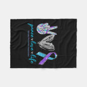 Peace Love Life Suicide Prevention Awareness Heart Fleece Deken (Voorkant (Horizontaal))