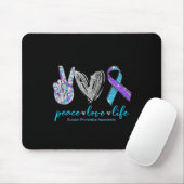 Peace Love Life Suicide Prevention Awareness Heart Muismat (Met muis)