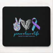 Peace Love Life Suicide Prevention Awareness Heart Muismat (Voorkant)
