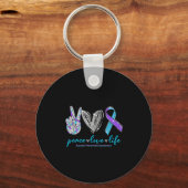 Peace Love Life Suicide Prevention Awareness Heart Sleutelhanger (Voorkant)