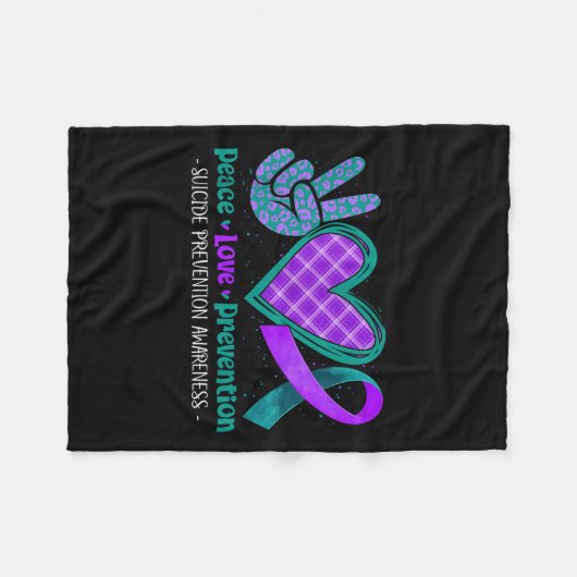 Peace Love Life Suicide Prevention Awareness Purpl Fleece Deken (Voorkant (Horizontaal))