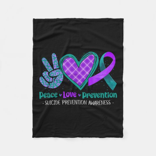 Peace Love Life Suicide Prevention Awareness Purpl Fleece Deken (Voorkant)
