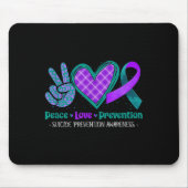 Peace Love Life Suicide Prevention Awareness Purpl Muismat (Voorkant)