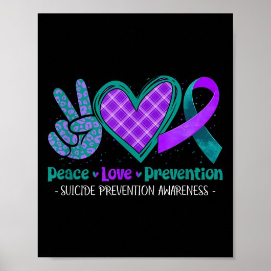 Peace Love Life Suicide Prevention Awareness Purpl Poster (Voorkant)