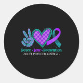 Peace Love Life Suicide Prevention Awareness Purpl Ronde Sticker (Voorkant)