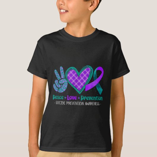 Peace Love Life Suicide Prevention Awareness Purpl T-shirt (Voorkant)