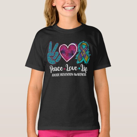 Peace Love Life Suicide Prevention Awareness T-shirt (Voorkant)