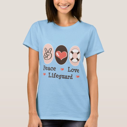 Peace Love Lifeguard Ringer T shirt (Voorkant)