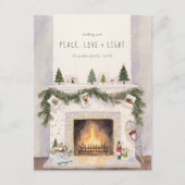Peace, Love & Light | Christmas Fireplace Photo Feestdagenkaart (Voorkant)