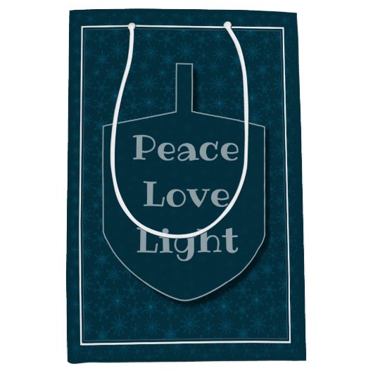 Peace Love Light Dreidel Star Snowflakes Medium Cadeauzakje (Voorkant)