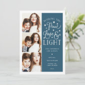 Peace, Love & Light | Hanukkah Photo Feestdagenkaart (Staand voorkant)