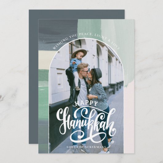 Peace Love Light | Happy Hanukkah-foto Bedankkaart (Voorkant / Achterkant)
