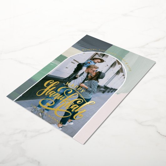 Peace Love Light | Happy Hanukkah-foto Folie Feestdagenkaart (Gedraaid)