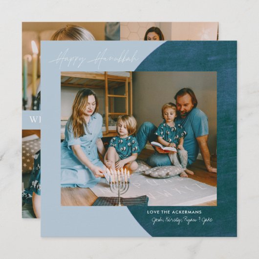 Peace Love Light | Happy Hanukkah Photo Collage Feestdagenkaart (Voorkant / Achterkant)