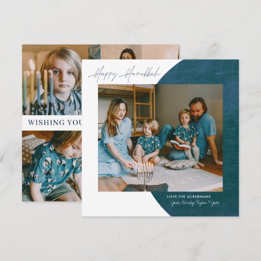 Peace Love Light | Happy Hanukkah Photo Collage Feestdagenkaart (Voorkant / Achterkant)