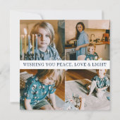 Peace Love Light | Happy Hanukkah Photo Collage Feestdagenkaart (Achterkant)