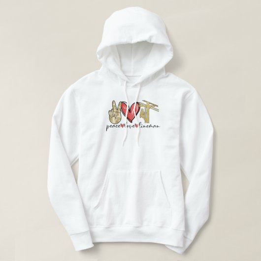 Peace Love Lineman Shirten Hoodie (Design voorkant)