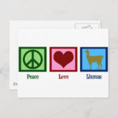 Peace Love Llamas Briefkaart (Voorkant / Achterkant)