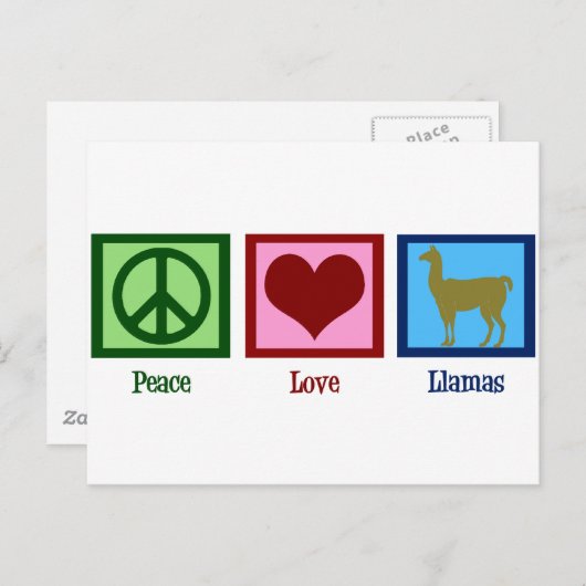 Peace Love Llamas Briefkaart (Voorkant / Achterkant)