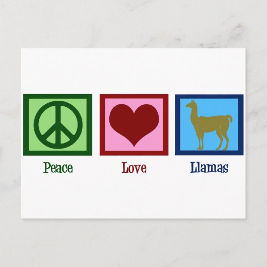 Peace Love Llamas Briefkaart (Voorkant)