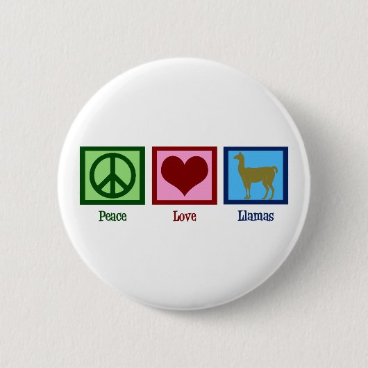 Peace Love Llamas Ronde Button 5,7 Cm (Voorkant)