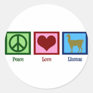 Peace Love Llamas Ronde Sticker