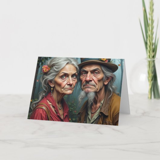 Peace Love & Longevity Wrinkled Rebels Couple Card Kaart (Voorkant)