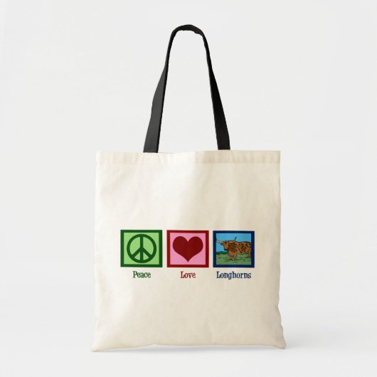Peace Love Longhorns Tote Bag (Voorkant)