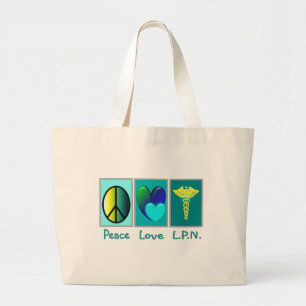 Peace Love LPN Gifts Grote Tote Bag