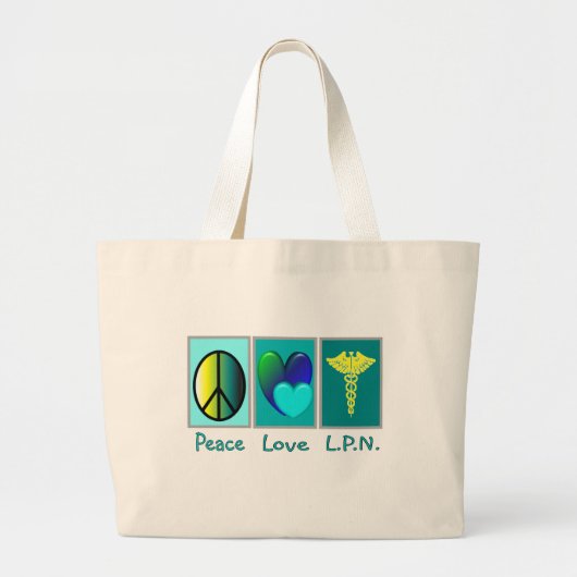 Peace Love LPN Gifts Grote Tote Bag (Voorkant)