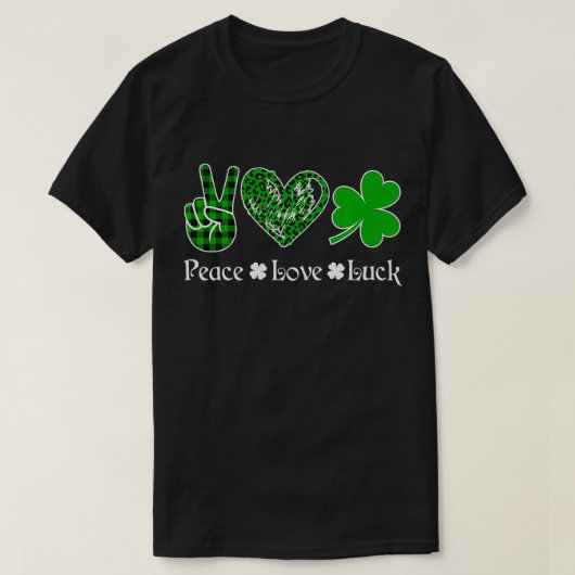 Peace Love Luck Peace Heart Shamrock St Patrick's T-shirt (Design voorkant)