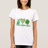 Peace Love Luck St Patricks Day Green Leopard T-shirt (Voorkant)