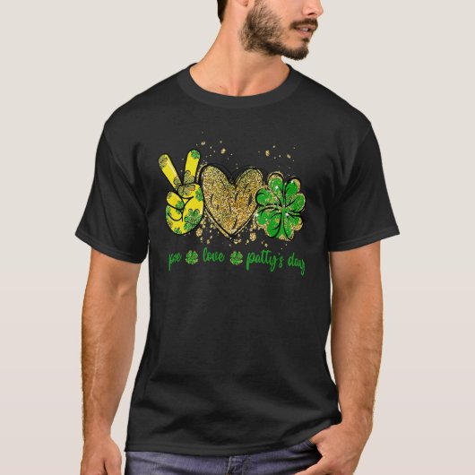 Peace Love Lucky St Patricks Day Shamrock Leopard T-shirt (Voorkant)