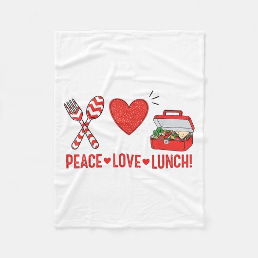 Peace Love Lunch Lady Appreciation Box Terug naar Fleece Deken (Voorkant)