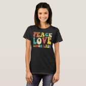 peace love lunch lady retro groovy lunch lady Back T-shirt (Voorkant volledig)
