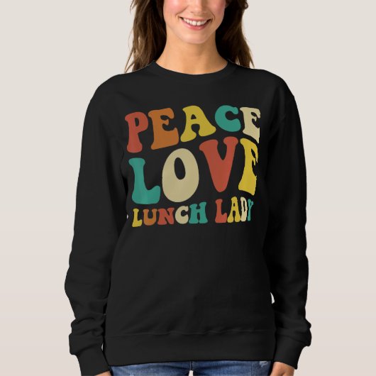 peace love lunch lady retro groovy lunch lady Back Trui (Voorkant)