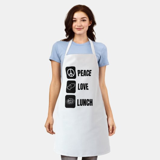 Peace Love Lunch - Leuk ontwerp voor de lunch Schort (Gedragen)