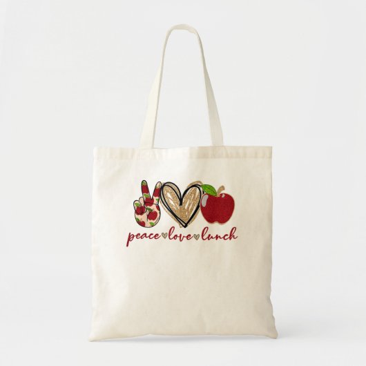 Peace Love Lunch Womens Funny Lunch Lady Gifts Tote Bag (Voorkant)
