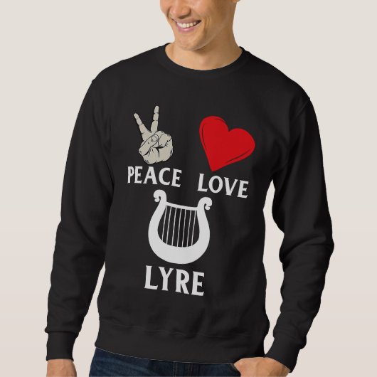 Peace Love Lyre French Horn Lyre Instrument Lyre P Trui (Voorkant)