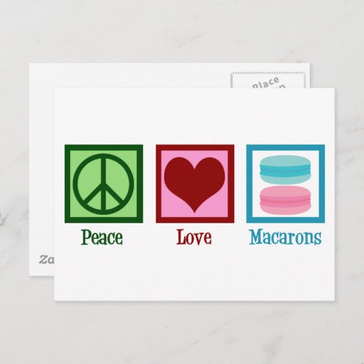 Peace Love Macarons Cute Macaron Bakery Briefkaart (Voorkant / Achterkant)
