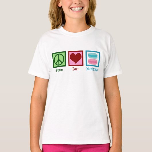 Peace Love Macarons Cute Macaron Girls T-shirt (Voorkant)