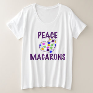Peace Love Macarons Heart Grote Maat T-shirt