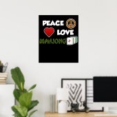 Peace Love Mahjong Game Mahjong Player Games Poster (Thuiskantoor)