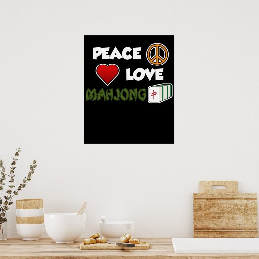 Peace Love Mahjong Game Mahjong Player Games Poster (Keuken)