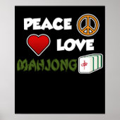 Peace Love Mahjong Game Mahjong Player Games Poster (Voorkant)