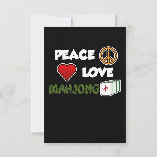 Peace Love Mahjong Game Mahjong Player Games RSVP Kaartje (Voorkant)