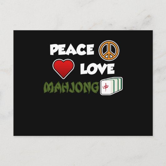 Peace Love Mahjong Game Mahjong Player Games Uitnodiging Briefkaart (Voorkant)