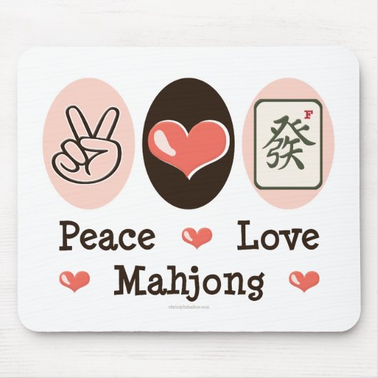Peace Love Mahjong Mousepad Muismat (Voorkant)