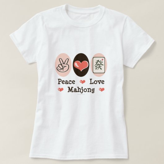 Peace Love Mahjong T shirt (Design voorkant)