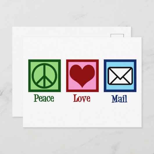 Peace Love Mail Briefkaart (Voorkant / Achterkant)